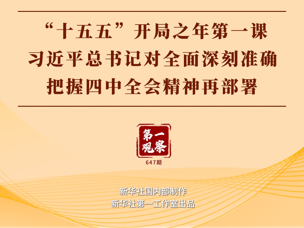 第一观察｜“十五五”开局之年第一课，习近平总书记对全面深刻准确把握四中全会精神再部署